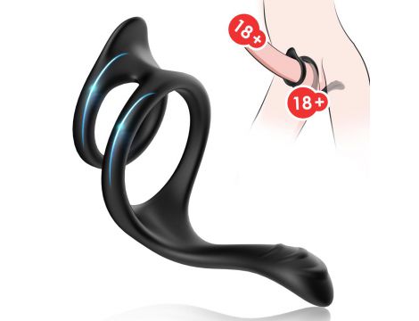 Pierścień erekcyjny podwójny silikonowy Tail czarny Joy - 2