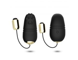 Jajeczko wibrujące Kitty silikonowe zdalne czarny USB