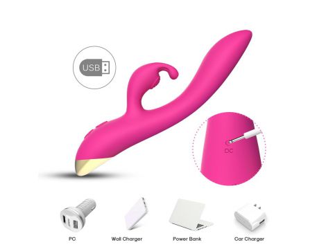 Wibrator króliczek Bonnie silikonowy różowy USB wodoodporny 22cm - 9