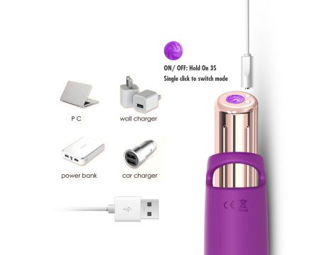 Silikonowa nakładka wibracyjna na palec Aurora fioletowa USB - 10