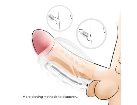 Męski wibrujący masturbator teksturowany Master transparentny USB - 5