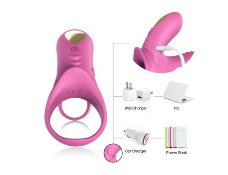 Pierścień erekcyjny wibrujący z pilotem Ranger Joy różowoczerwony USB - 5