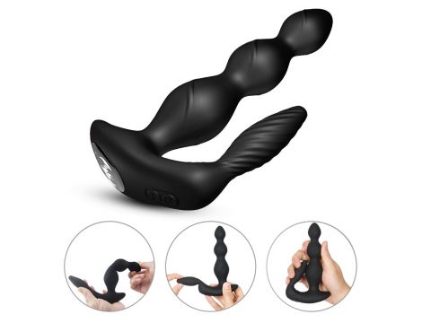 Wibrujący korek analny Maxfun czarny z pilotem USB 17 cm - 2