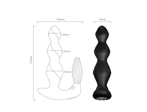 Wibrujący korek analny Maxfun czarny z pilotem USB 17 cm - 4