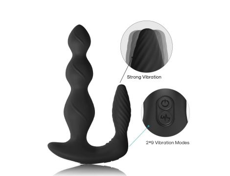 Wibrujący korek analny Maxfun czarny z pilotem USB 17 cm - 6