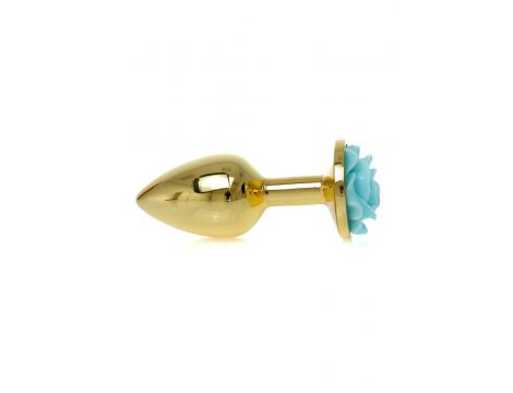 Korek analny ze stali nierdzewnej z różą HeavyFun jasnoniebieski 7 cm - 4