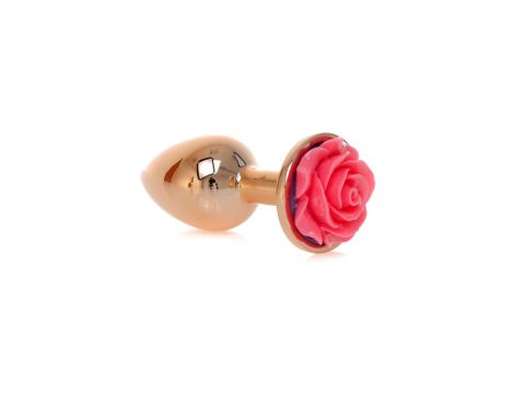 Korek analny ze stali nierdzewnej z różą HeavyFun różowy 7 cm - 3