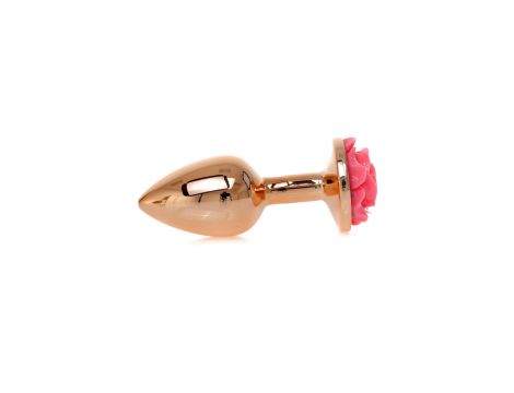 Korek analny ze stali nierdzewnej z różą HeavyFun różowy 7 cm - 4