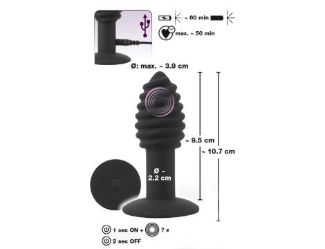 Korek analny wibrujący Black Velvets Twist 7 trybów USB - 15