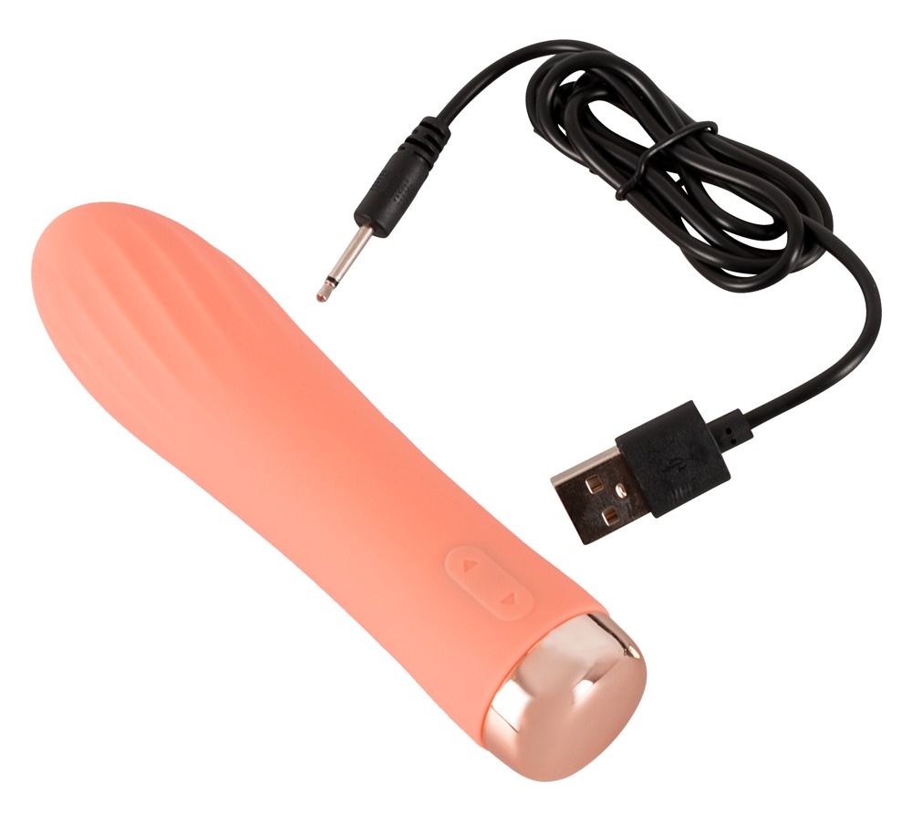 peachy mini ribbed vibrator