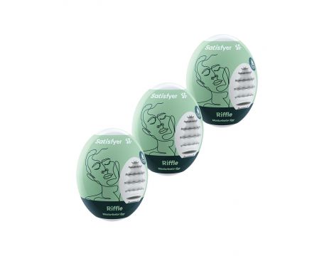 Jajka masturbacyjne Satisfyer Riffle zestaw 3 jasnozielony biały 7 cm