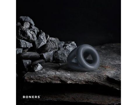 Silikonowy potrójny pierścień erekcyjny Boners szary - 2