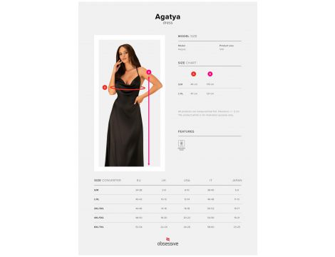 Sukienka Obsessive Agatya czarna S/M satynowa - 7