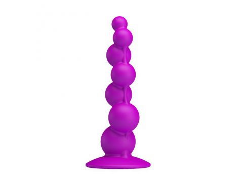 Korek analny bąbelkowy silikonowy Pretty Love fioletowy z przyssawką - 5