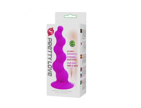 Korek analny bąbelkowy silikonowy Pretty Love fioletowy z przyssawką - 3