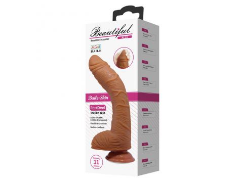 Realistyczne zakrzywione dildo Baile Alex jasnobrązowe z przyssawką - 7