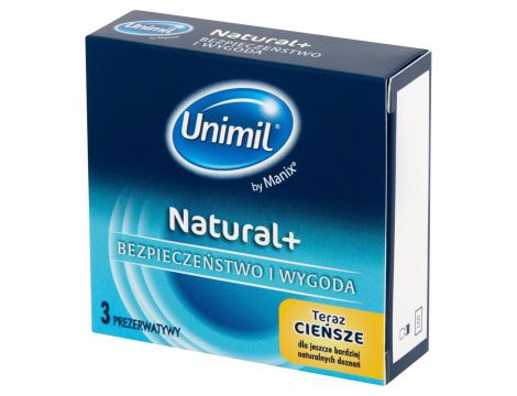 Prezerwatywy cienkie Unimil Natural+ naturalne 53 mm 3 sztuki