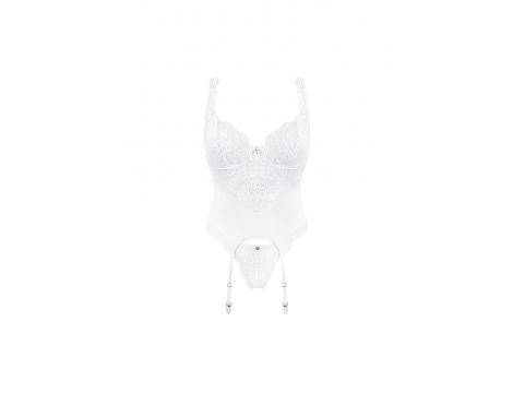Gorset koronkowy i stringi Amor Blanco Obsessive biały L/XL - 5