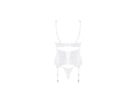 Gorset koronkowy i stringi Amor Blanco Obsessive biały L/XL - 6