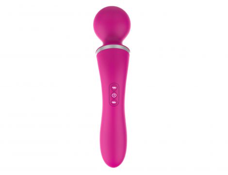 Masażer podwójny z nakładką silikonowy USB wodoodporny różowy 20 cm - 2