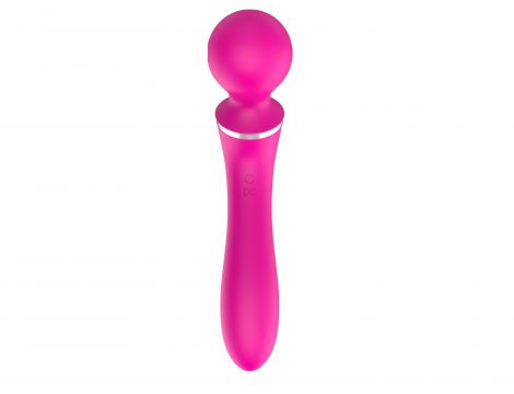 Masażer podwójny z nakładką silikonowy USB wodoodporny różowy 20 cm - 4