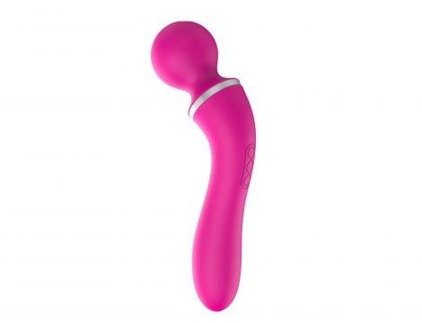 Masażer podwójny z nakładką silikonowy USB wodoodporny różowy 20 cm - 5