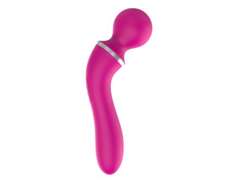 Masażer podwójny z nakładką silikonowy USB wodoodporny różowy 20 cm - 3