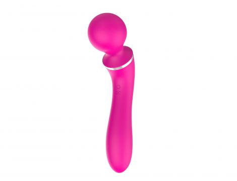 Masażer podwójny z nakładką silikonowy USB wodoodporny różowy 20 cm - 6