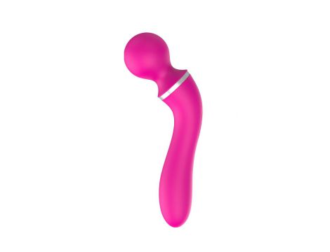 Masażer podwójny z nakładką silikonowy USB wodoodporny różowy 20 cm - 9