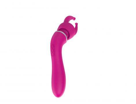 Masażer podwójny z nakładką silikonowy USB wodoodporny różowy 20 cm - 10