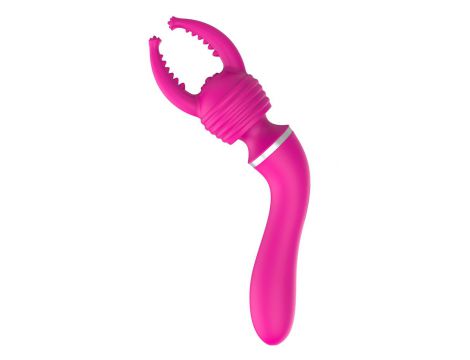 Masażer podwójny z nakładką silikonowy USB wodoodporny różowy 20 cm - 11
