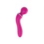 Masażer podwójny z nakładką silikonowy USB wodoodporny różowy 20 cm - 4