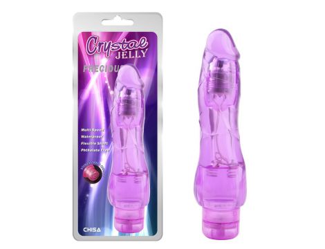 Wibrator żelowy realistyczny CrystalJELLY Precious fioletowy