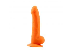 Realistyczne dildo silikonowe na przyssawkę pomarańczowe 21.5 cm Deluxe