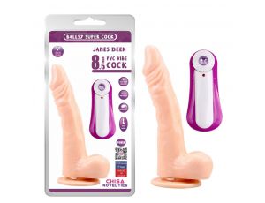 Wibrator teleskopowy James Deen z moszną i pilotem 21.5 cm