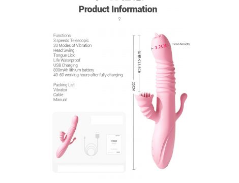 Wibrator Lyla z ząbkami łechtaczki języczkiem G analny różowy USB - 2