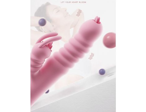 Wibrator królik Hannah silikonowy z języczkiem USB różowy - 5
