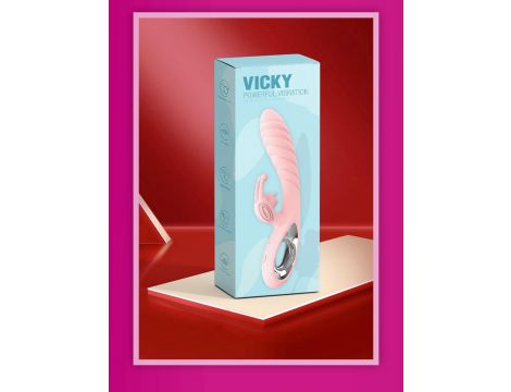 Wibrator króliczek silikonowy Vicky 36 funkcji USB różowy - 11