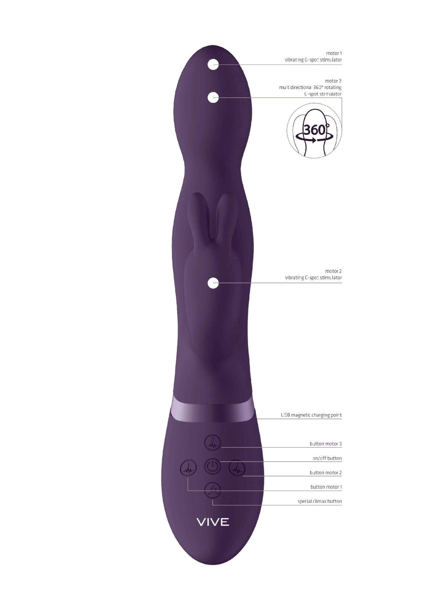 wibrator królik - 360degrees rabbit - purple