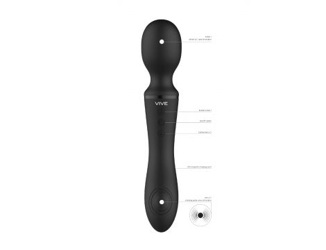 Różdżkowibrator silikonowy Enora ShotsToys czarny USB 22 cm - 4