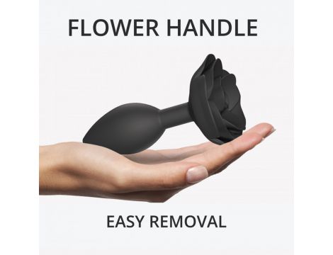 Korek analny silikonowy Open Roses L czarny onyx 9 cm - 5