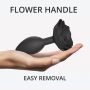 Korek analny silikonowy Open Roses L czarny onyx 9 cm - 6
