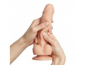Dildo realistyczne Sliding Skin Strap on me waniliowe 18 cm