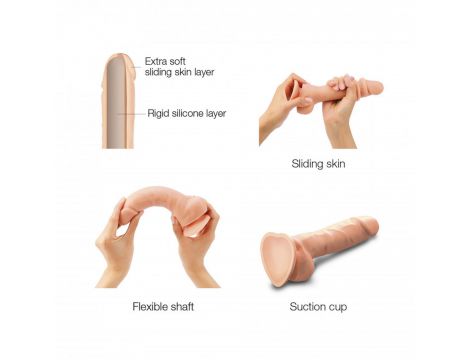 Dildo realistyczne Sliding Skin Strap on me waniliowe 18 cm - 3