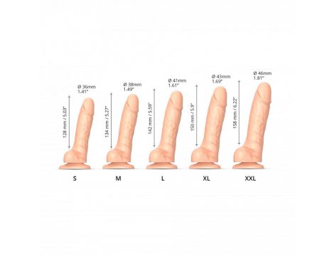 Dildo realistyczne Sliding Skin Strap on me waniliowe 18 cm - 4