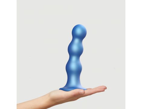 Dildo analne z potrójnymi kulkami Strap-on-me metaliczny niebieski XL - 2