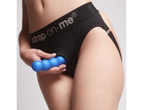 Dildo analne z potrójnymi kulkami Strap-on-me metaliczny niebieski XL - 6