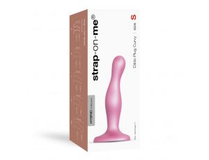 Dildo analne silikonowe Curvy Straponme metaliczny różowy S 14cm