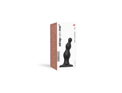 Dildo silikonowe z koralikami Strap-on-me czarne S