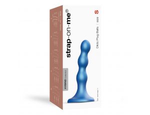 Dildo analne z kulkami silikonowe Strap On Me metaliczny niebieski S